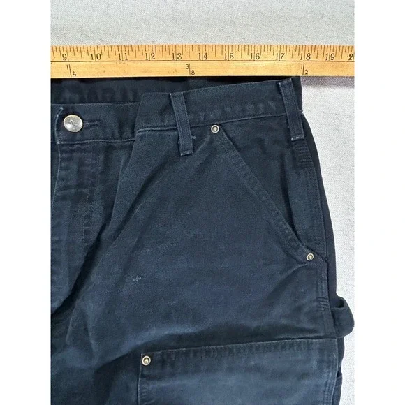 Vintage Carhartt 38 B136 BLK Double‎ Knee Canvas Dungarees Distressed Cargo Wear
